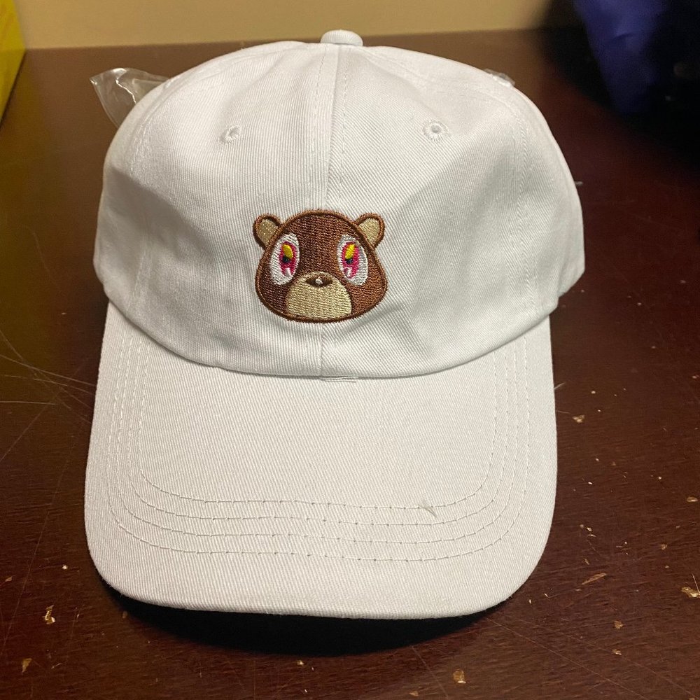 Ye Mens White Strapback Kanye West Bear Dad Hat Lovely Baseball Cap Size OS